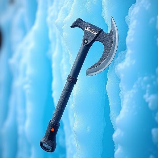 Eine Eisaxt 'Vertikal' im Eis steckend